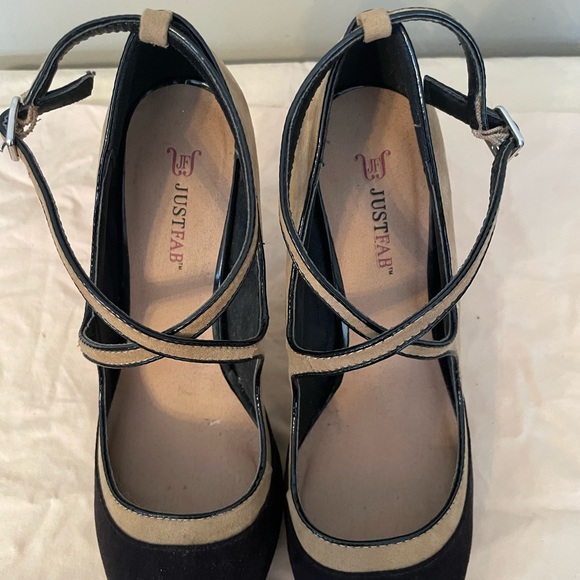 Heeled suede platform strappy shoes by JustFab. - Picture 4 of 6